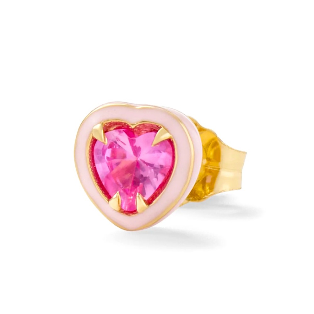 Alison Lou Single Mini Heart Cocktail Stud Pink Sapphire